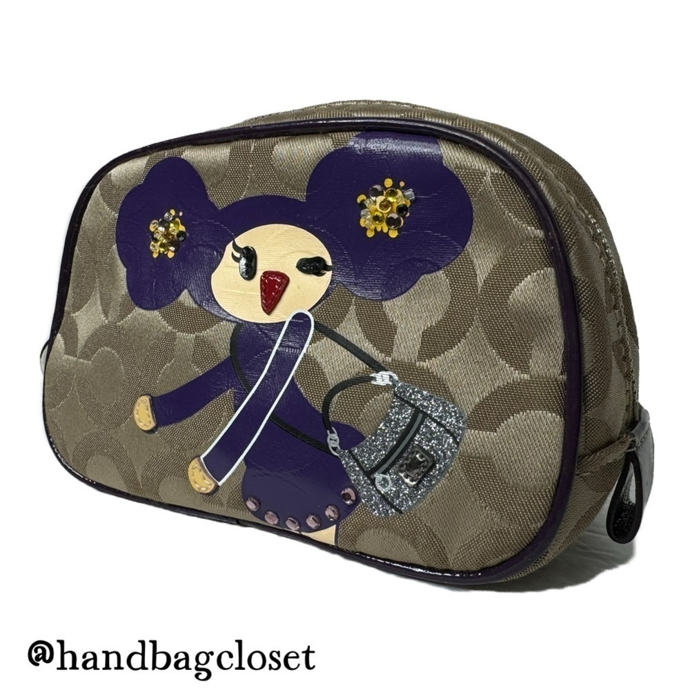 Coach Poppy Chan Violette Japanese Rare Signature C Purple Cosmetic Make-Up Bag - Picture 3 of 14